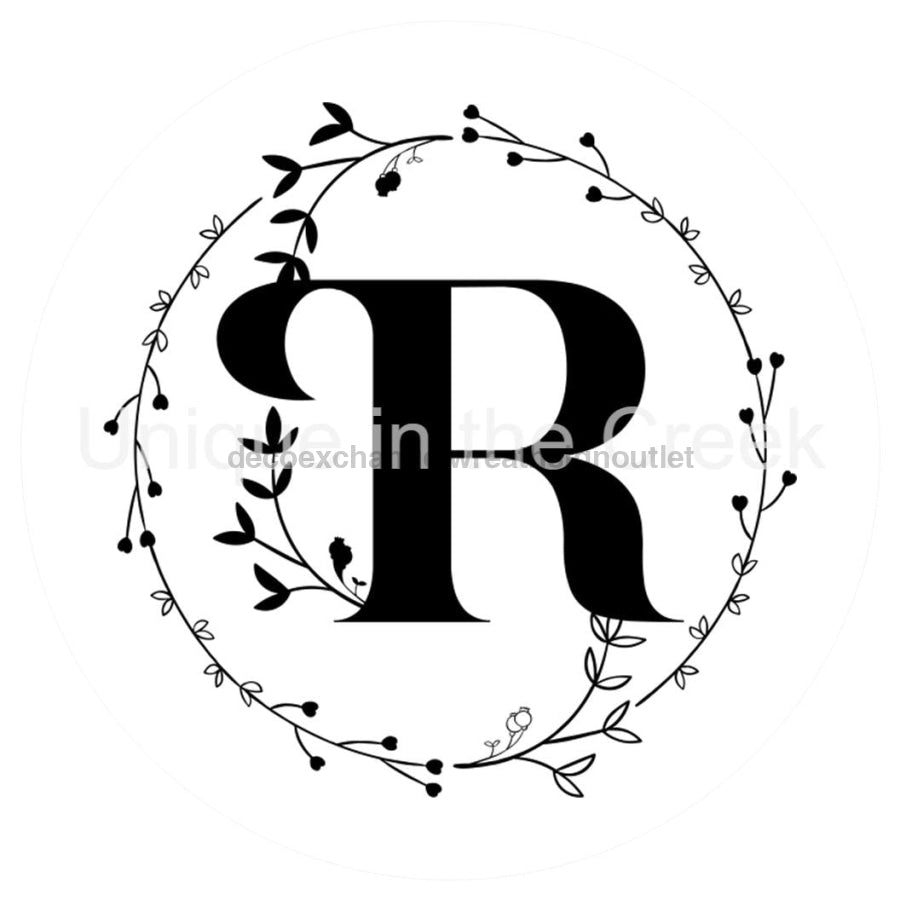 MONOGRAM LETTER R EVERYDAY 10.5" Vinyl Wreath Sign - UTIC-VINYL-V1315