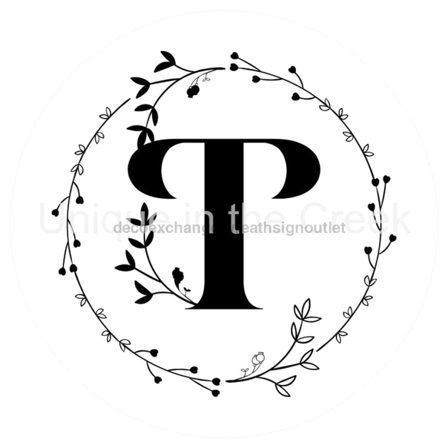 MONOGRAM LETTER T EVERYDAY 10.5" Vinyl Wreath Sign - UTIC-VINYL-V1317