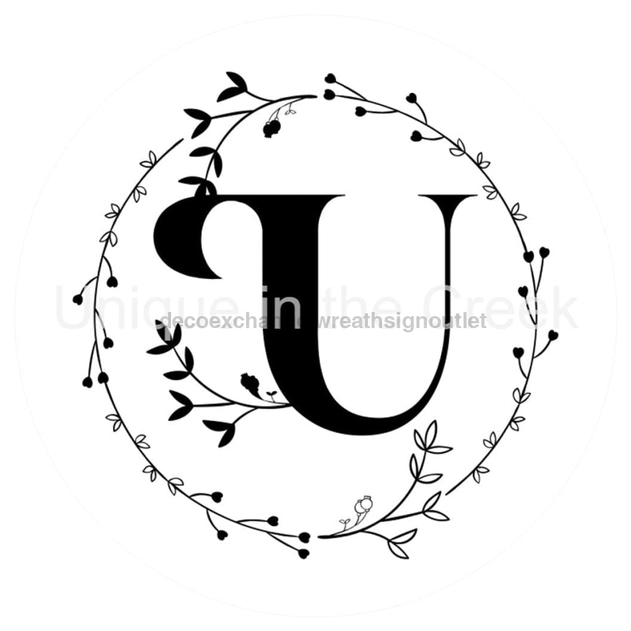 MONOGRAM LETTER U EVERYDAY 10.5" Vinyl Wreath Sign - UTIC-VINYL-V1318