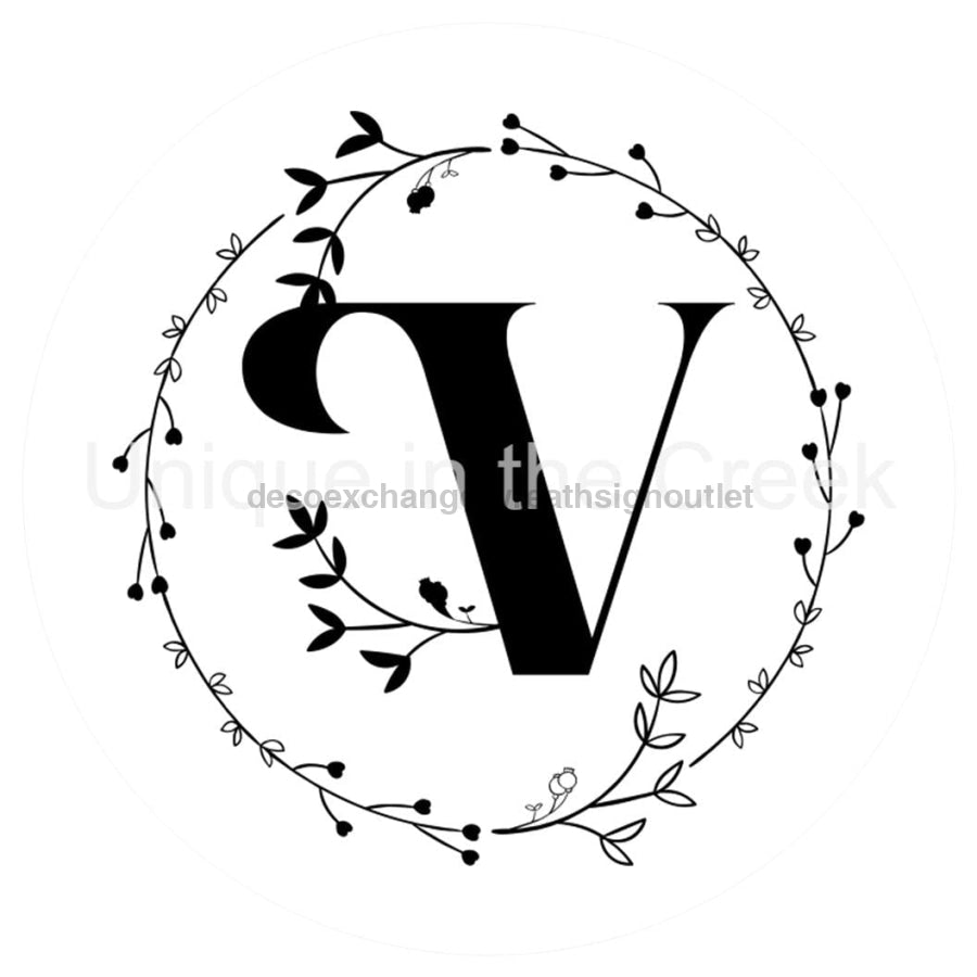 MONOGRAM LETTER V EVERYDAY 10.5" Vinyl Wreath Sign - UTIC-VINYL-V1319
