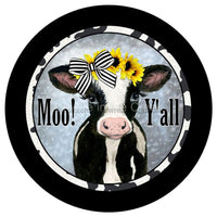Thumbnail for Moo Y'all Farmhouse Cows Welcome Everyday 10.5" Vinyl Wreath Sign - UTIC-VINYL-V1166