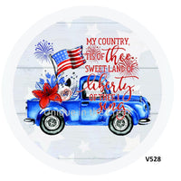Thumbnail for MY COUNTRY BLUE TRUCK 4TH OF JULY PATRIOTIC SUMMER FIREWORKS 10.5" Vinyl Wreath Sign - UTIC-VINYL-V528