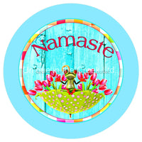 Thumbnail for NAMASTE I SEE YOU EVERYDAY SPRING SUMMER FROG 10.5" Vinyl Wreath Sign - UTIC-VINYL-V1109