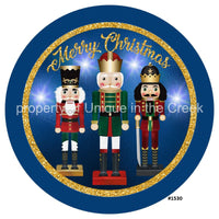 Thumbnail for Nutcrackers Merry Christmas 10.5" Vinyl Wreath Sign - UTIC-VINYL-V1530