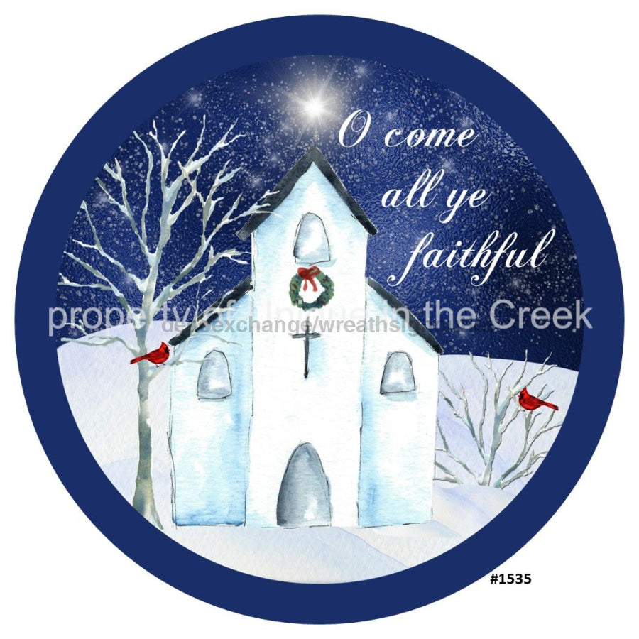 O Come All Ye Faithful Church Christmas Religious 10.5" Vinyl Wreath Sign - UTIC-VINYL-V1535