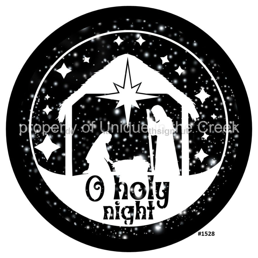 O Holy Night Black Christmas Religious 10.5" Vinyl Wreath Sign - UTIC-VINYL-V1528