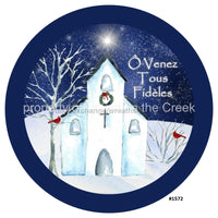 Thumbnail for O Venez Tous Fideles Cardinals Church Winter Christmas French 10.5" Vinyl Wreath Sign - UTIC-VINYL-V1572