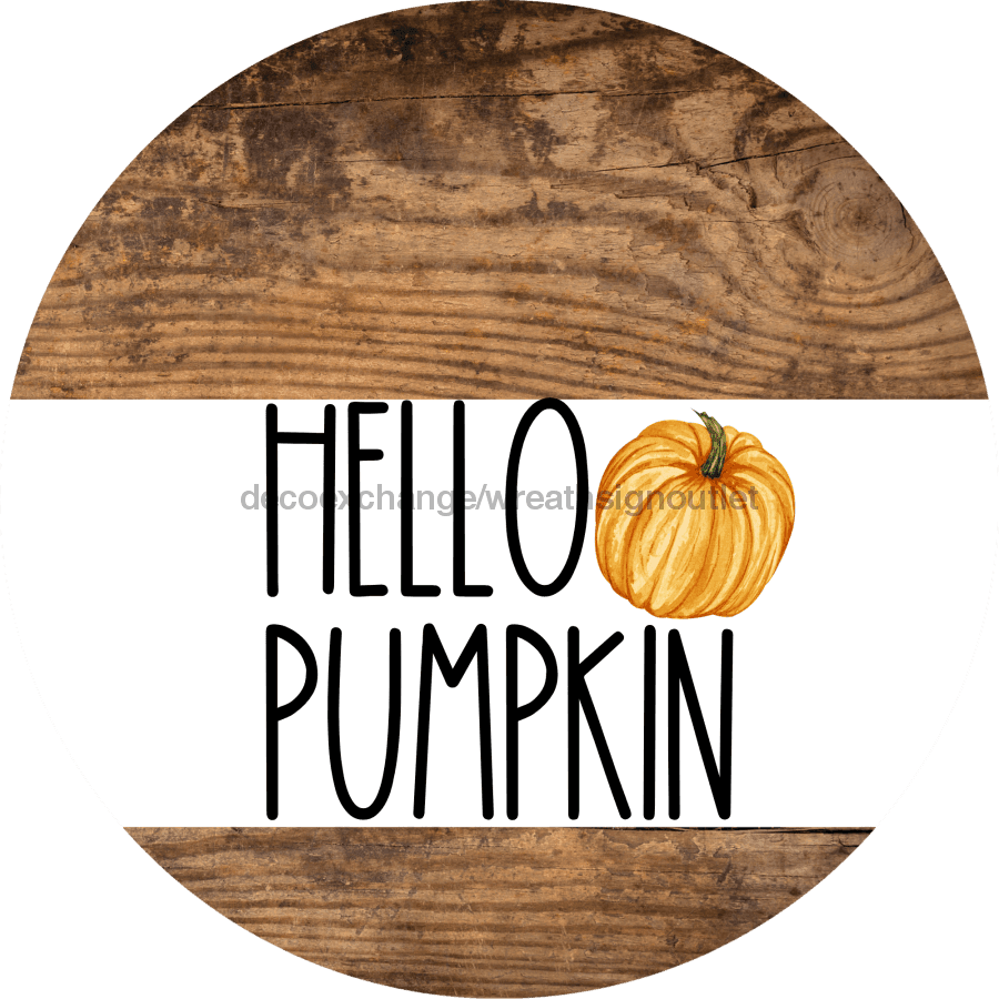 Wreath Sign Orange Fall Hello Pumpkin Decoe-2346 For Round vinyl