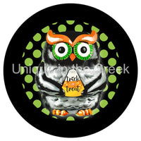 Thumbnail for OWL TRICK OR TREAT HALLOWEEN AUTUMN FALL 10.5" Vinyl Wreath Sign - UTIC-VINYL-V1296