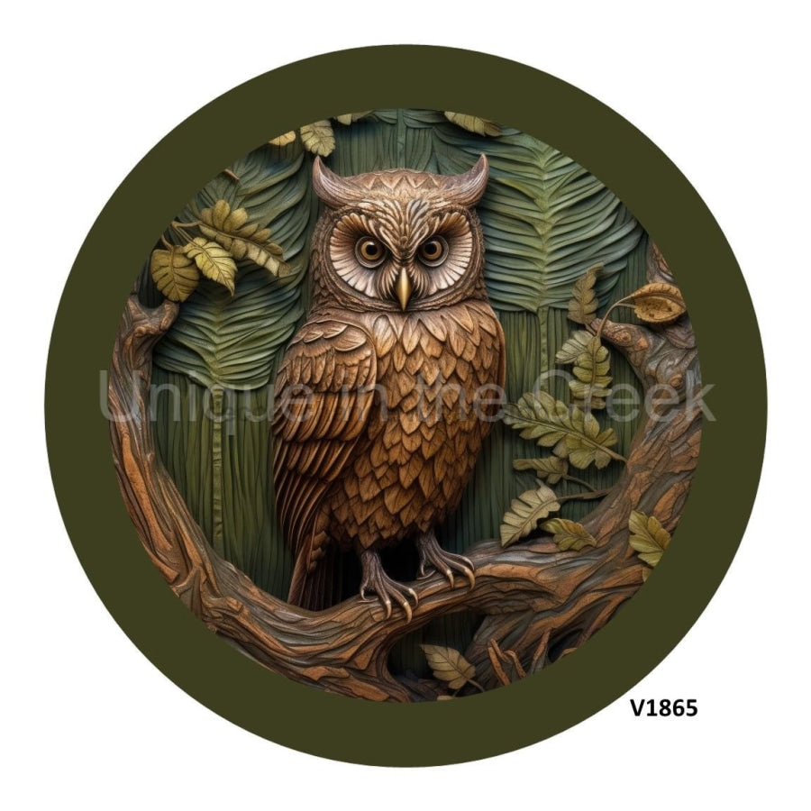 OWL CARVING EVERYDAY 10.5" Vinyl Wreath Sign - UTIC-VINYL-V1865