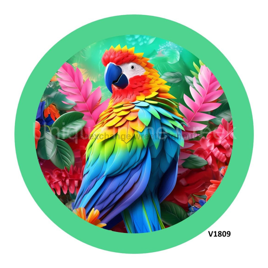 PARROT 3D TROPICAL EVERYDAY 10.5" Vinyl Wreath Sign - UTIC-VINYL-V1809