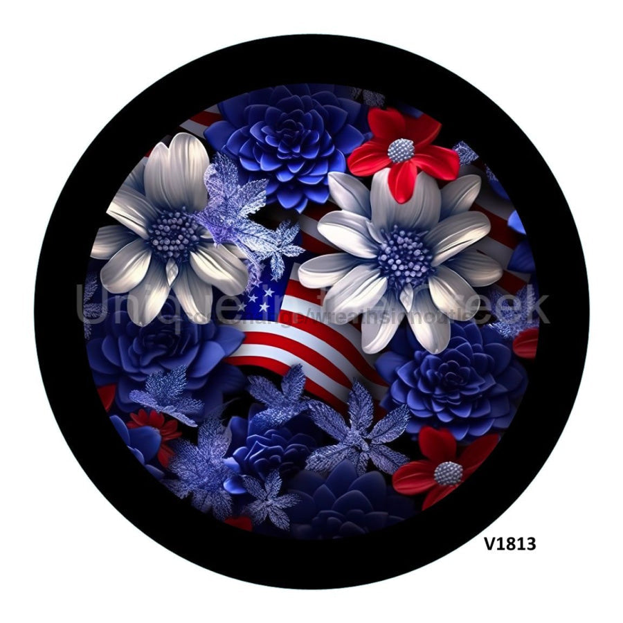 PATRIOTIC FLORALS AMERICAN FLAG SUMMER EVERYDAY 10.5" Vinyl Wreath Sign - UTIC-VINYL-V1813