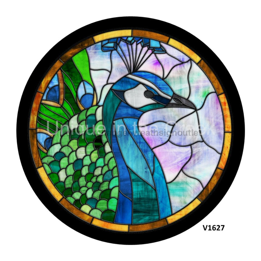 PEACOCK STAINED GLASS LOOK EVERYDAY 10.5" Vinyl Wreath Sign - UTIC-VINYL-V1627