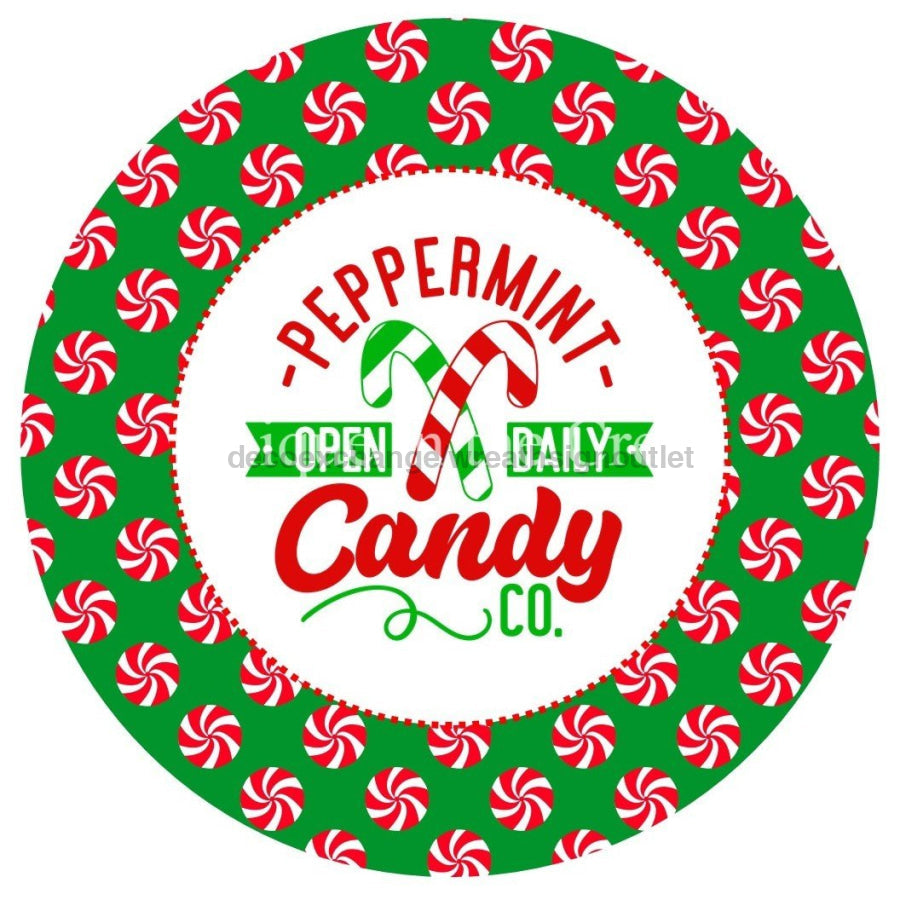 Peppermint Candy Factory Winter Christmas 10.5" Vinyl Wreath Sign - UTIC-VINYL-V726