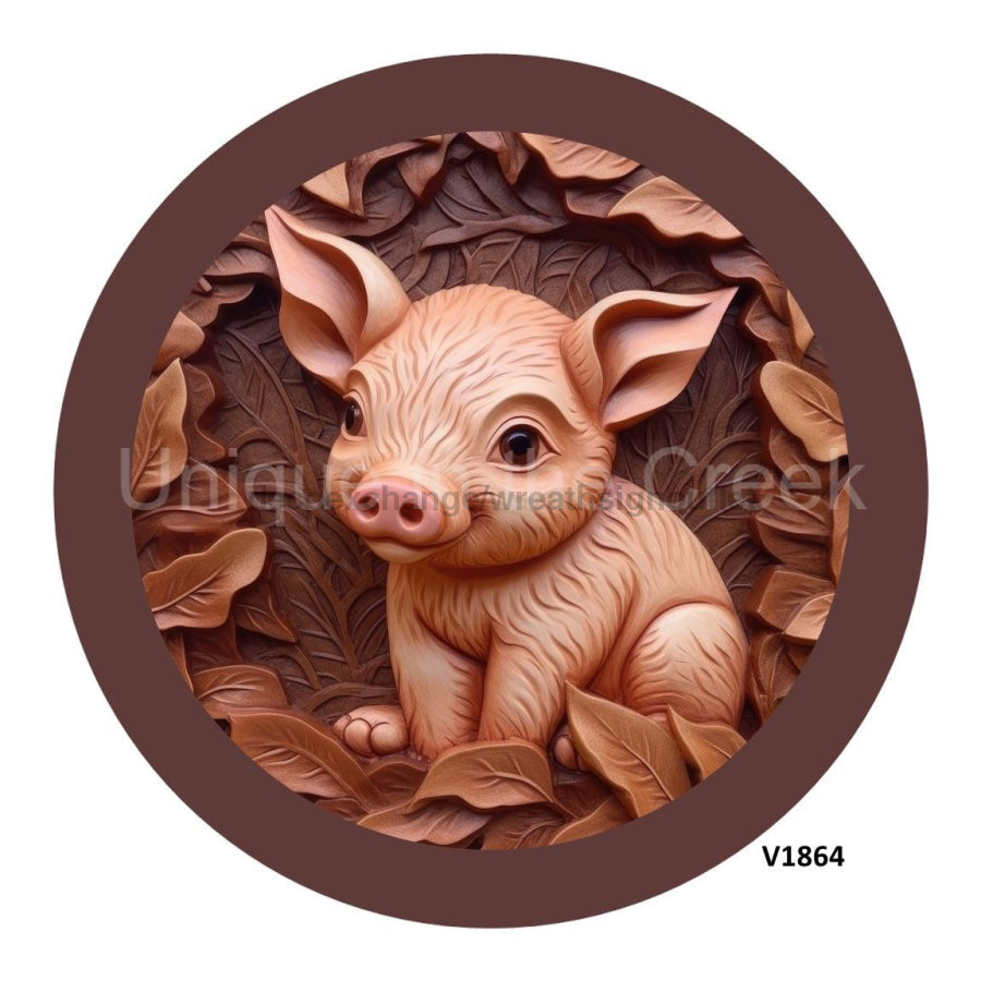 PIG CARVING EVERYDAY 10.5" Vinyl Wreath Sign - UTIC-VINYL-V1864