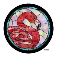Thumbnail for PINK FLAMINGO STAINED GLASS LOOK EVERYDAY SUMMER 10.5" Vinyl Wreath Sign - UTIC-VINYL-V1617