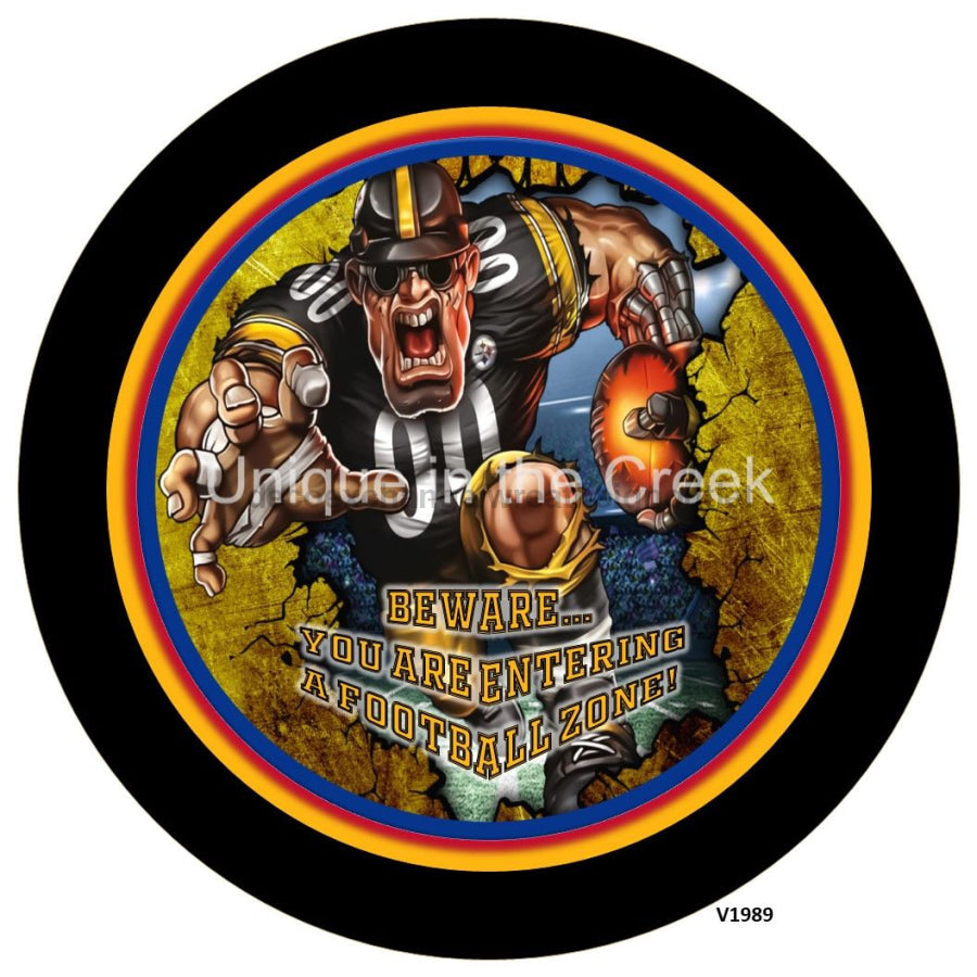 PIT Football GOLD/BLACK/RED/BLUE/SILVER Beware...you are entering a football zone Sports 10.5" Vinyl Wreath Sign - UTIC-VINYL-V1989