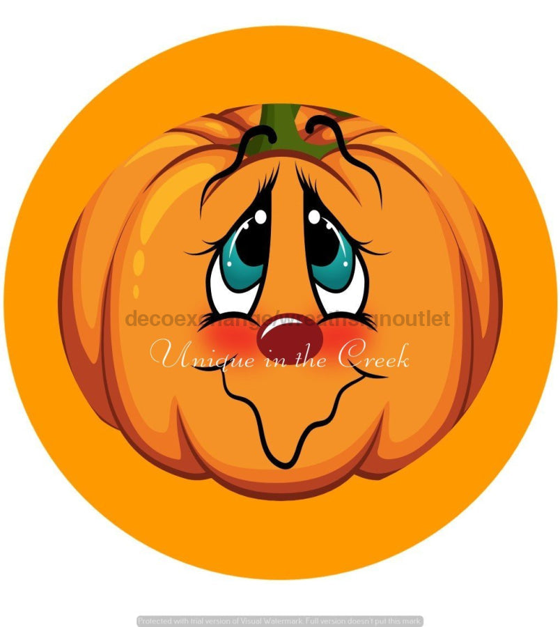 Pumpkin Face Autumn Fall 10.5" Vinyl Wreath Sign - UTIC-VINYL-V667