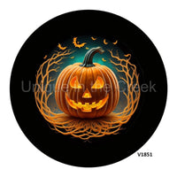 Thumbnail for PUMPKIN JACK O LANTERN HALLOWEEN FALL 10.5" Vinyl Wreath Sign - UTIC-VINYL-V1851