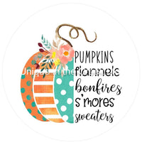 Thumbnail for Pumpkins Bonfire Autumn Fall 10.5" Vinyl Wreath Sign - UTIC-VINYL-V701