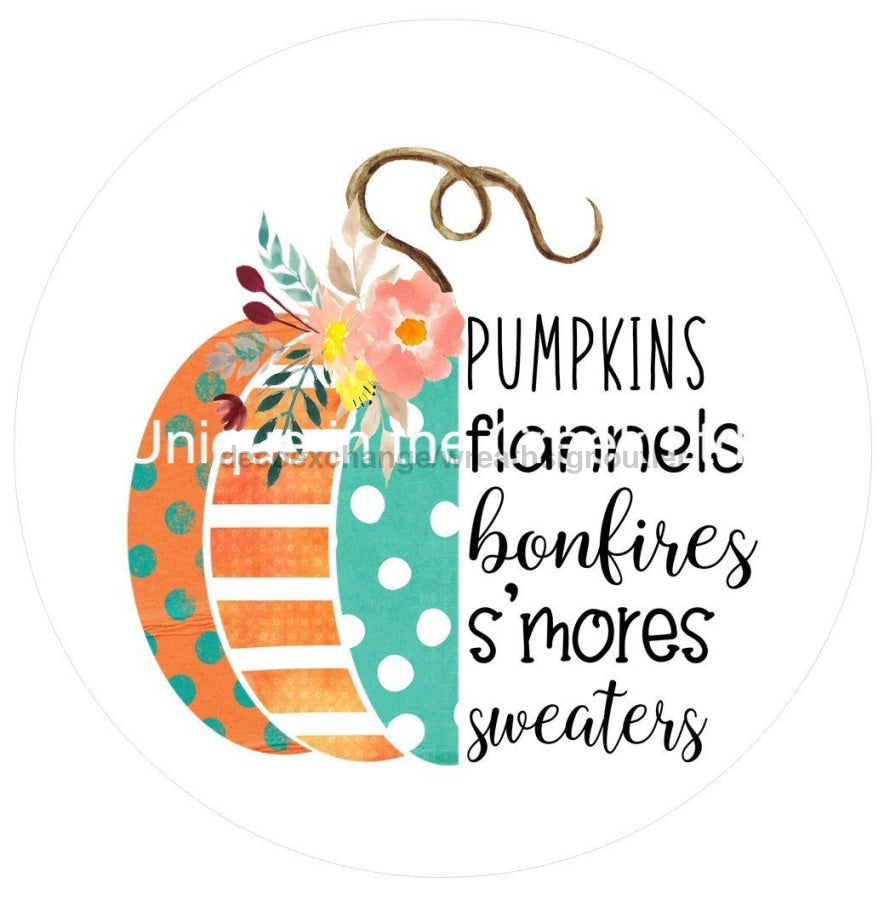 Pumpkins Bonfire Autumn Fall 10.5" Vinyl Wreath Sign - UTIC-VINYL-V701