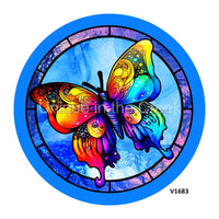 Thumbnail for RAINBOW BUTTERFLY STAINED GLASS LOOK EVERYDAY SPRING SUMMER 10.5" Vinyl Wreath Sign - UTIC-VINYL-V1683