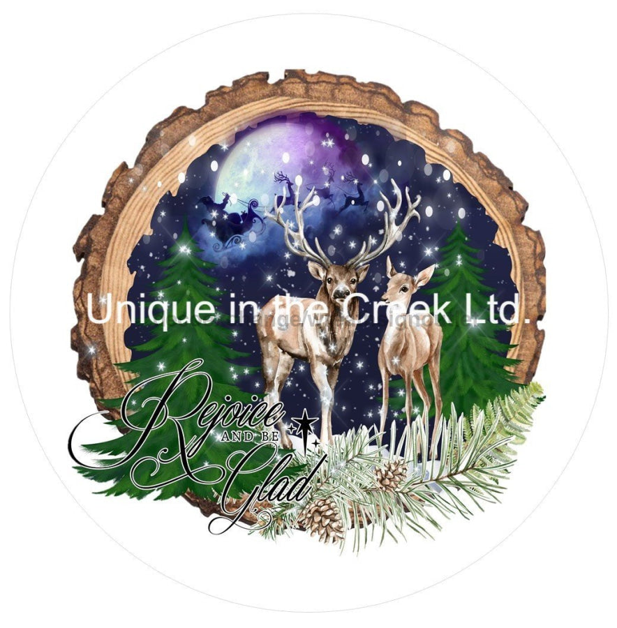 Rejoice Be Glad Christmas Winter 10.5" Vinyl Wreath Sign - UTIC-VINYL-V678