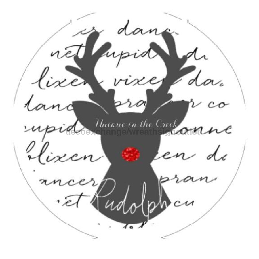 Rudolph Christmas Winter 10.5" Vinyl Wreath Sign - UTIC-VINYL-V603