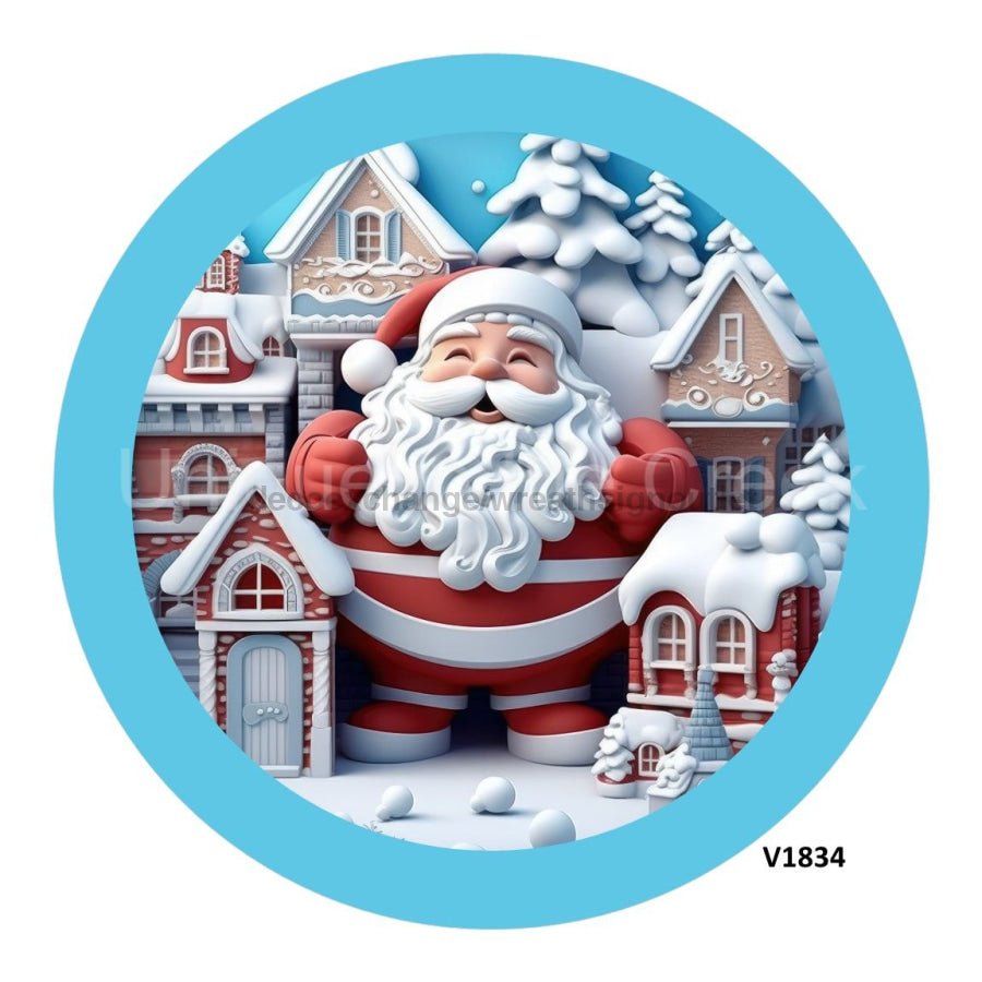 SANTA 3D CHRISTMAS 10.5" Vinyl Wreath Sign - UTIC-VINYL-V1834