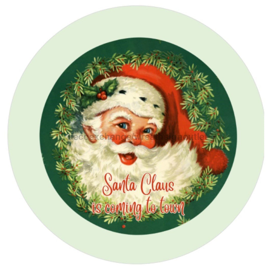 Santa Claus Retro Christmas Winter 10.5" Vinyl Wreath Sign - UTIC-VINYL-V634