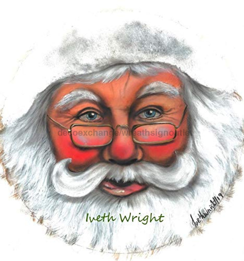 Santa Face Designed by Iveth Wright Christmas 10.5" Vinyl Wreath Sign - UTIC-VINYL-VIVETHSANTA