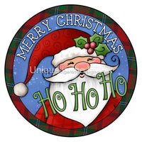 Thumbnail for SANTA HO HO HO PLAID CHRISTMAS 10.5" Vinyl Wreath Sign - UTIC-VINYL-V1353