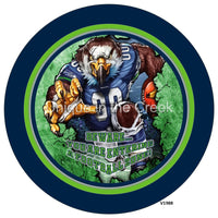 Thumbnail for SEA Football NAVY/GREEN/GREY Beware...you are entering a football zone Sports 10.5" Vinyl Wreath Sign - UTIC-VINYL-V1988