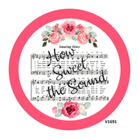 Thumbnail for SHEET MUSIC / FLORAL AMAZING GRACE RELIGIOUS EVERYDAY 10.5" Vinyl Wreath Sign - UTIC-VINYL-V1691