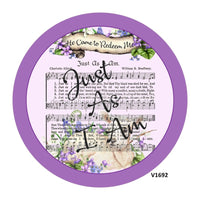 Thumbnail for SHEET MUSIC / FLORAL JUST AS I AM RELIGIOUS EVERYDAY 10.5" Vinyl Wreath Sign - UTIC-VINYL-V1692