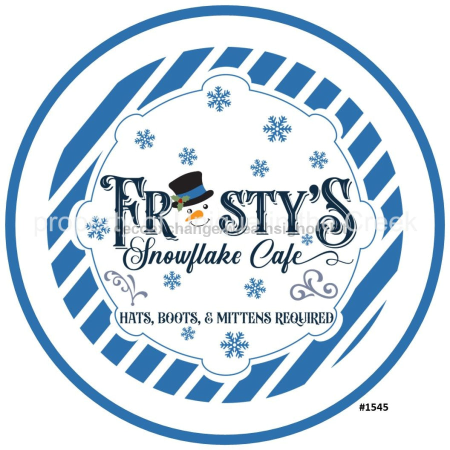Snowflake Cafe Snowman Winter 10.5" Vinyl Wreath Sign - UTIC-VINYL-V1545