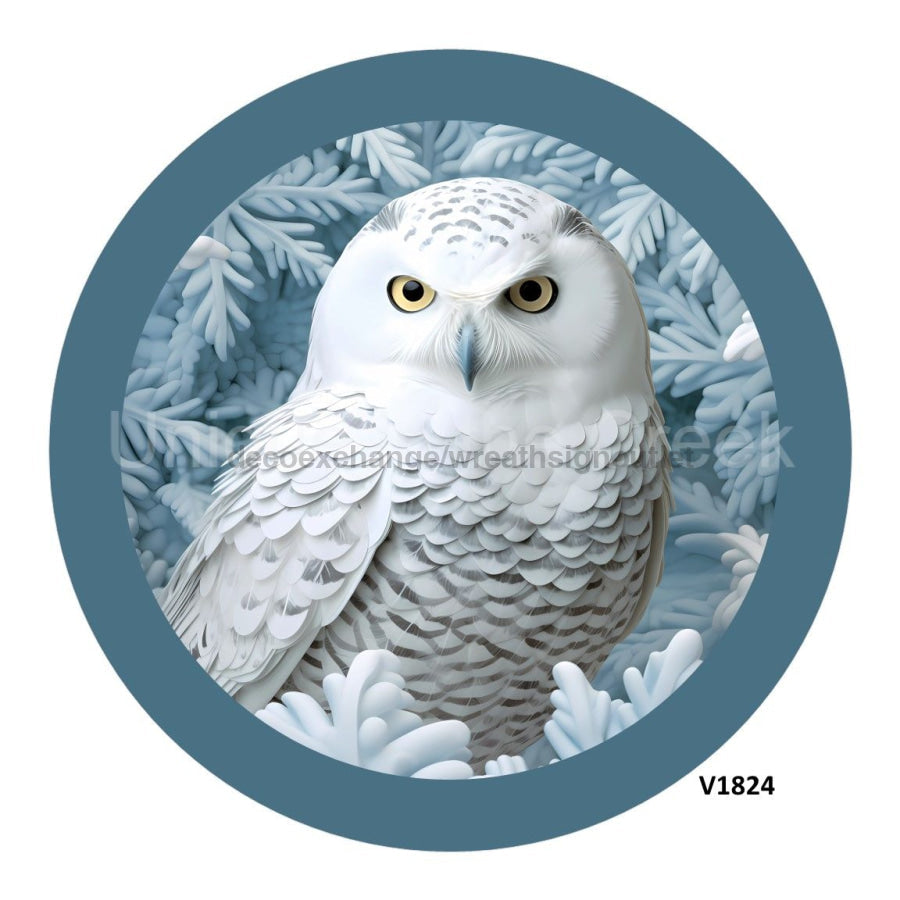SNOWY OWL WINTER 10.5" Vinyl Wreath Sign - UTIC-VINYL-V1824