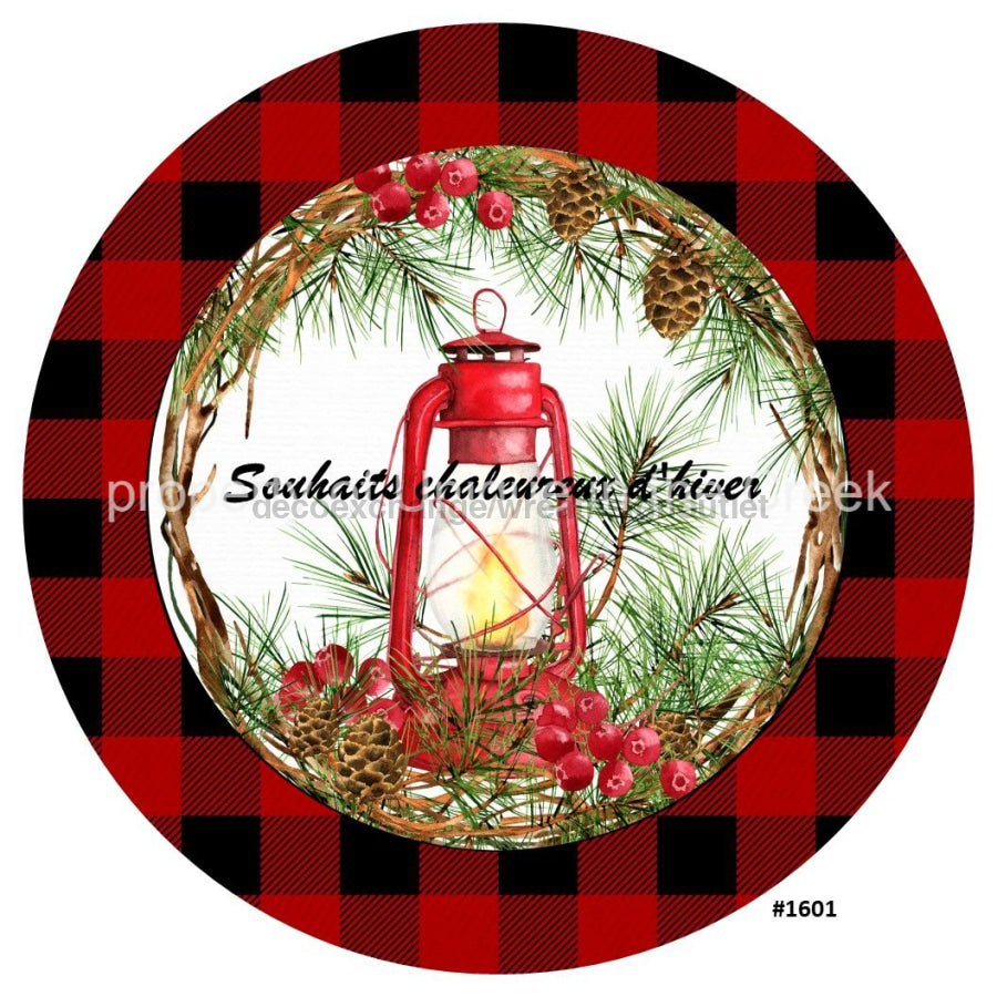 Souhaits Chaleureux D'hiver Winter French 10.5" Vinyl Wreath Sign - UTIC-VINYL-V1601