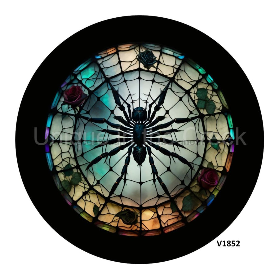 SPIDER STAIN GLASS HALLOWEEN 10.5" Vinyl Wreath Sign - UTIC-VINYL-V1852