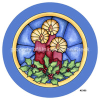 Thumbnail for Stained Glass Candles Holly Berry Christmas 10.5" Vinyl Wreath Sign - UTIC-VINYL-V1563