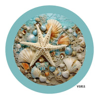Thumbnail for STARFISH SEA SHELLS OCEAN SUMMER 10.5" Vinyl Wreath Sign - UTIC-VINYL-V1811