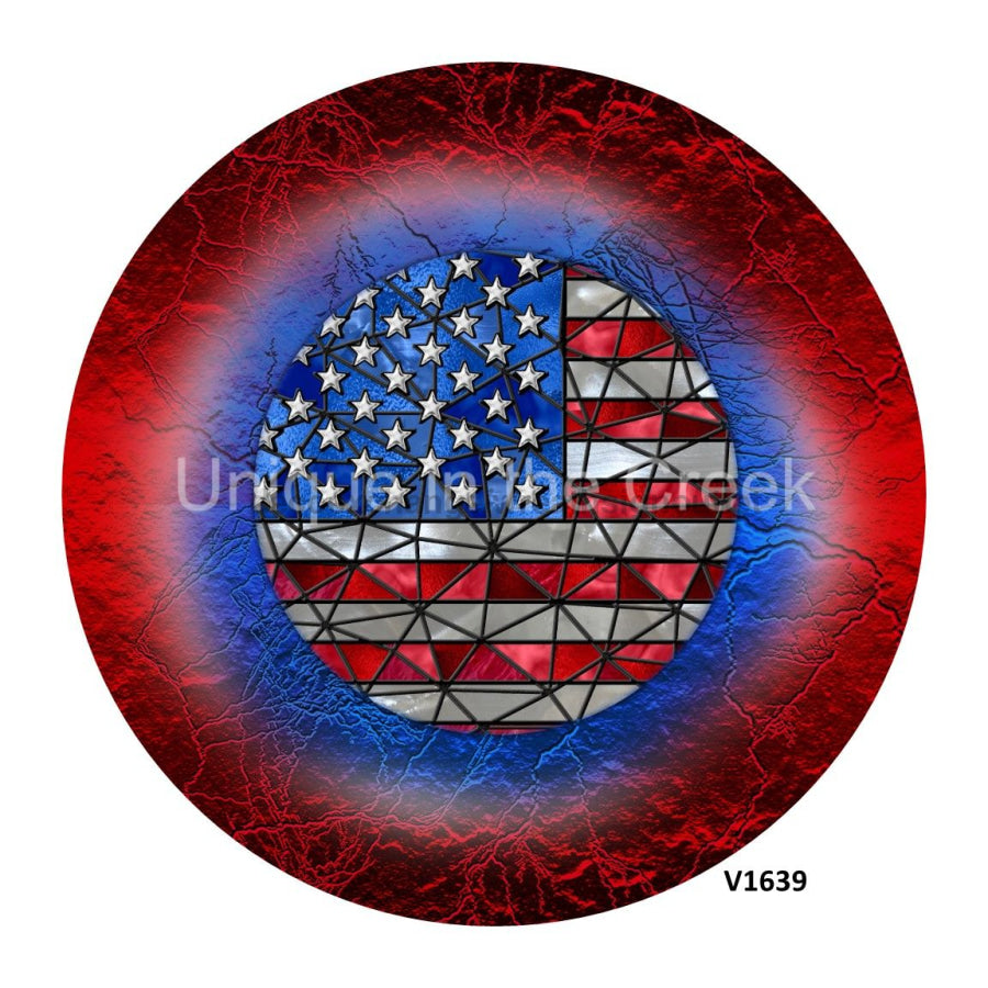 STARS / STRIPES RED/WHITE/BLUE STAINED GLASS LOOK PATRIOTIC USA 10.5" Vinyl Wreath Sign - UTIC-VINYL-V1639