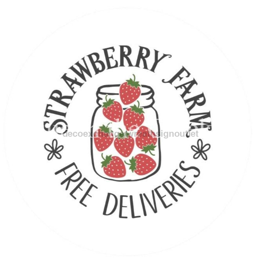 STRAWBERRY FARM STRAWBERRIES SPRING SUMMER 10.5" Vinyl Wreath Sign - UTIC-VINYL-V1017