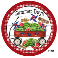 Thumbnail for SUMMER DAYS WATERMELON FARMHOUSE RED WAGON 10.5" Vinyl Wreath Sign - UTIC-VINYL-V1481