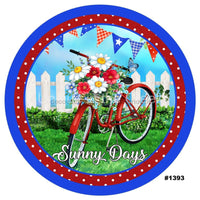 Thumbnail for SUNNY DAYS BIKE PATRIOTIC USA 4th OF JULY RED / WHITE / BLUE SUMMER 10.5" Vinyl Wreath Sign - UTIC-VINYL-V1393