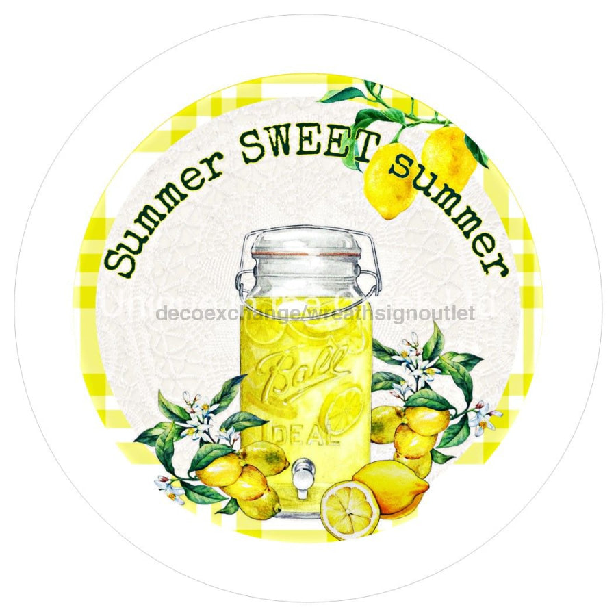 SWEET SUMMER LEMONS LEMONADE 10.5" Vinyl Wreath Sign - UTIC-VINYL-V1115