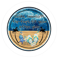 Thumbnail for SWIMSUITS FLIP FLOPS BEACH WELCOME SUMMER 10.5" Vinyl Wreath Sign - UTIC-VINYL-V1167