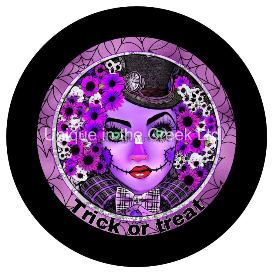 Trick or Treat Scarecrow Face Autumn Fall 10.5" Vinyl Wreath Sign - UTIC-VINYL-V1135