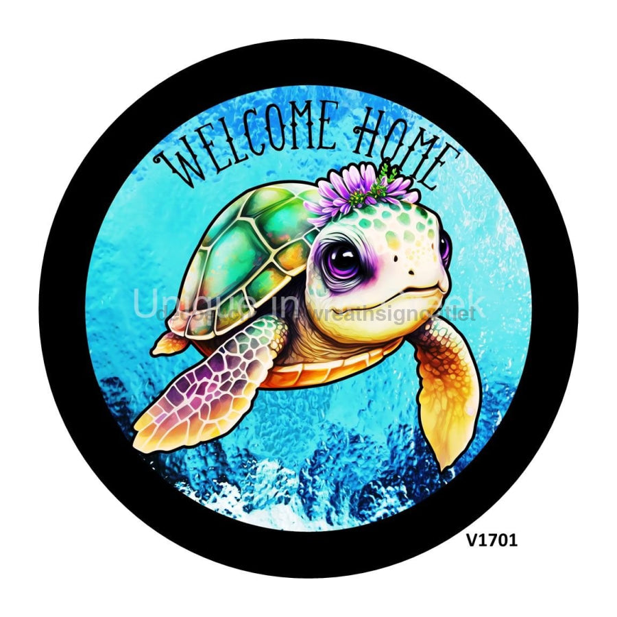 TURTLE / OCEAN WELCOME HOME EVERYDAY 10.5" Vinyl Wreath Sign - UTIC-VINYL-V1701