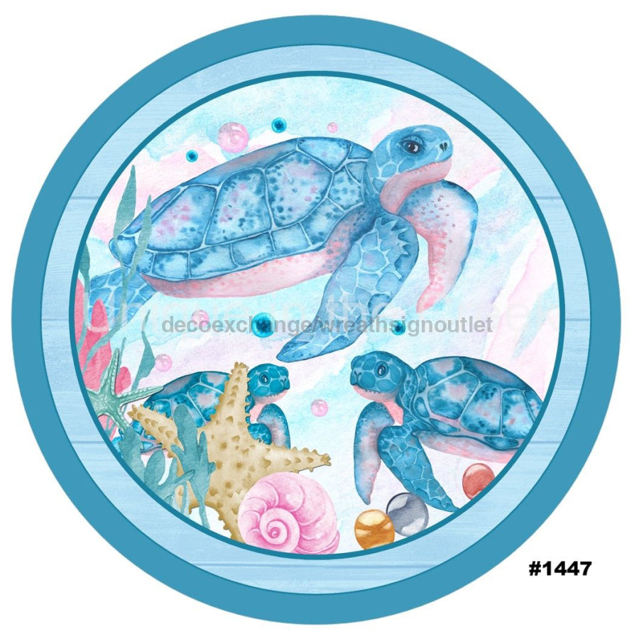 TURTLES BEACH ANIMALS SUMMER 10.5" Vinyl Wreath Sign - UTIC-VINYL-V1447